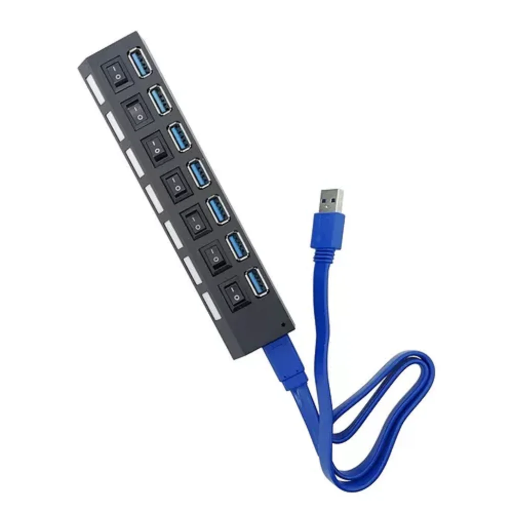 Imagem 4 de 5 do produto Hub Usb 3.0 7 Portas Suporta Até 1TB Switch Individual