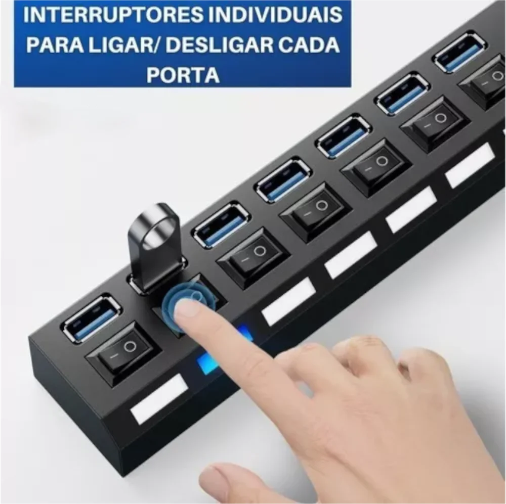 Imagem 5 de 5 do produto Hub Usb 3.0 7 Portas Suporta Até 1TB Switch Individual