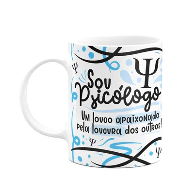 Caneca Profissões - Sou Psicólogo - Branca 325ml