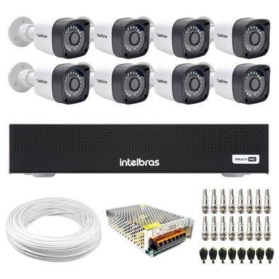 Kit 8 Câmeras Tudo Forte Tf 2020 B Full Hd 1080p Bullet Visão Noturna 20m Proteção Ip66 + Dvr Gravador Intelbras Mhdx 1108-c 8 Canais