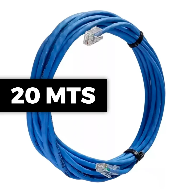 Cabo De Rede Cat 6 Mpt Interno 20 Metros U/utp 4p X 23awg | Azul Com Conectores Cabo De Rede Cat 6 Mpt Interno 20 Metros U/utp 4p X 23awg | Azul Com Conectores