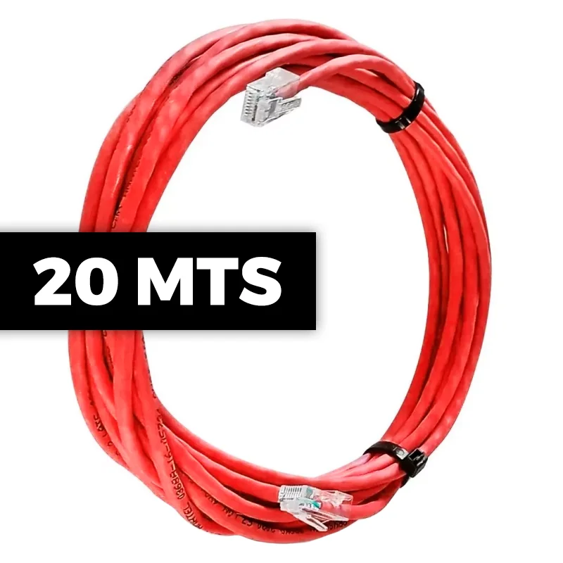 Imagem 2 de 2 do produto Cabo De Rede Cat 6 Mpt Interno 20 Metros U/utp 4p X 23awg | Vermelho Com Conectores