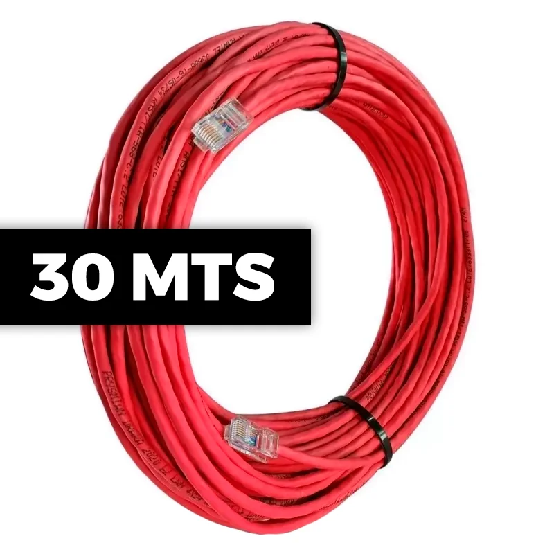 Imagem 2 de 2 do produto Cabo De Rede Cat 6 Mpt Interno 30 Metros U/utp 4p X 23awg | Vermelho Com Conectores