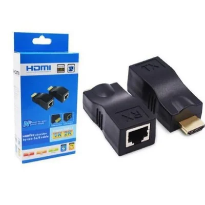 Extensor HDMI 30 Metros Via 1 Cabo De Rede Rj45 Cat5e/6