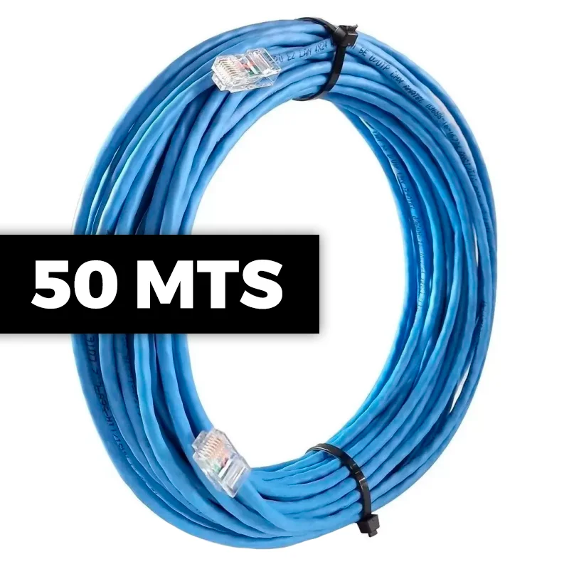 Cabo De Rede Cat 5e Mpt Interno 50 Metros U/utp 4p X 24awg | Azul Com Conectores Cabo De Rede Cat 5e Mpt Interno 50 Metros U/utp 4p X 24awg | Azul Com Conectores