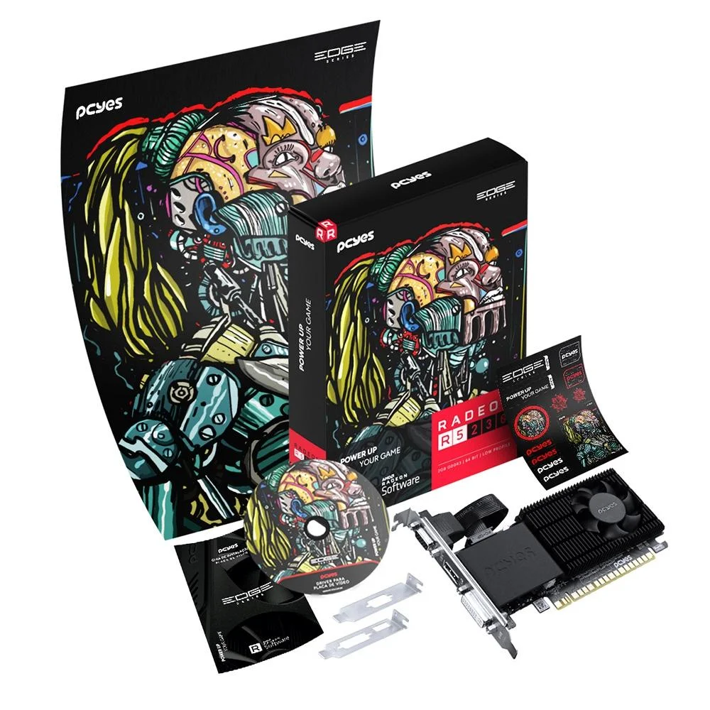 Imagem 3 de 5 do produto Placa de Vídeo PCyes Radeon R5 230, 2GB, DDR3, Projeto Edge, Low Profile