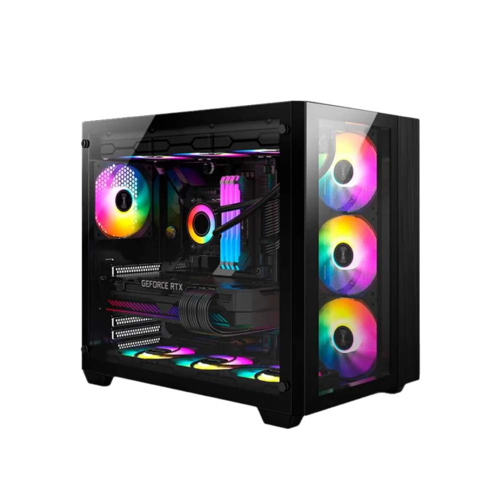 Gabinete Gamer ATX Zeus Pro Glass Black Liketec, Compatível Com Placa-Mãe ATX, Micro-ATX e Mini-ITX