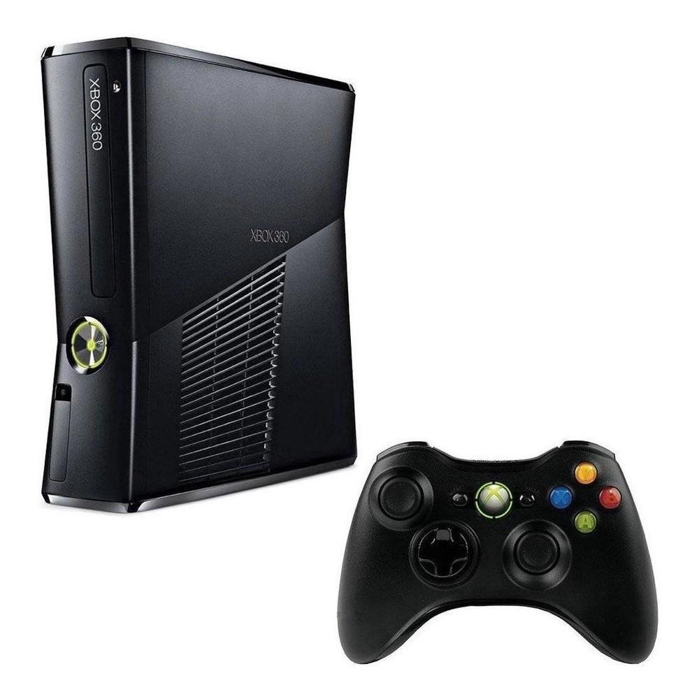 Microsoft XBOX 360 Slim 3.0 500gb Standard Preto 100 Jogos + 2 Controles Microsoft XBOX 360 Slim 3.0 500gb Standard Preto 100 Jogos + 2 Controles
