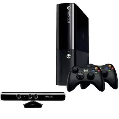 XBOX 360 Super Slim 4gb 2 Controles + Kinect Standard Preto