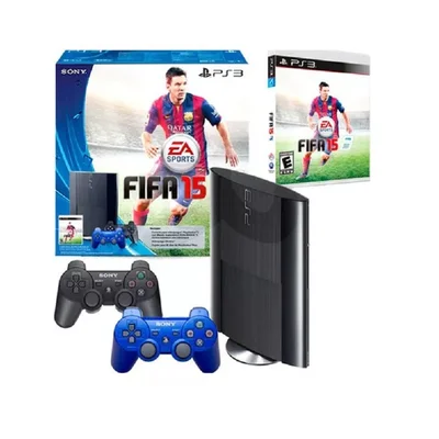 Sony Playstation 3 Super Slim 500gb Fifa 15/extra Dualshock 3 Controller Cor  Charcoal Black