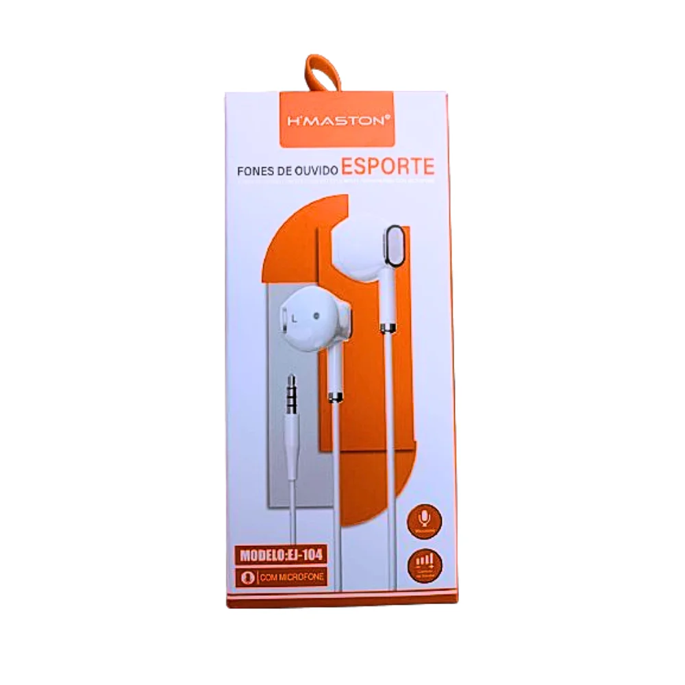 Fone De Ouvido Com Fio C/microfone Branco Kit 2u (ej-104)
