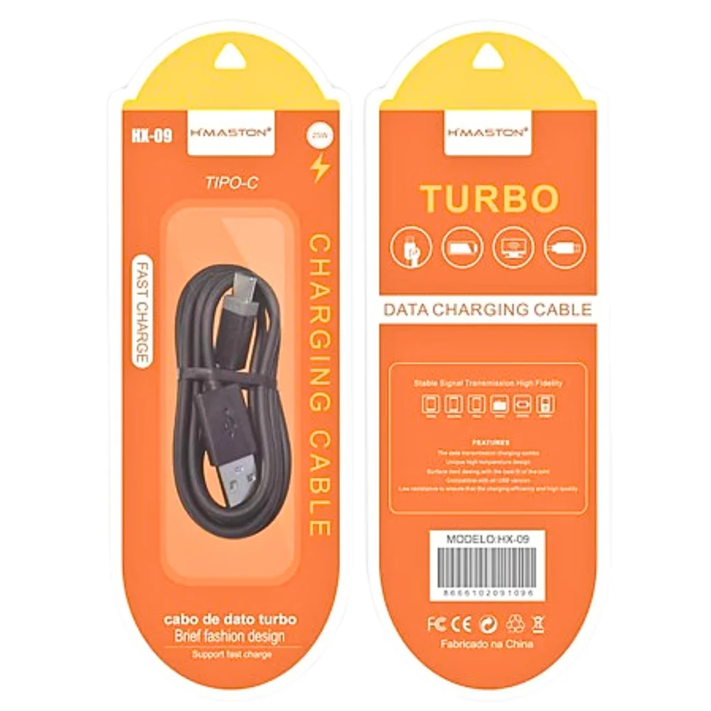 Cabo Preto Usb-c 60w Kit 3u - Hx-09