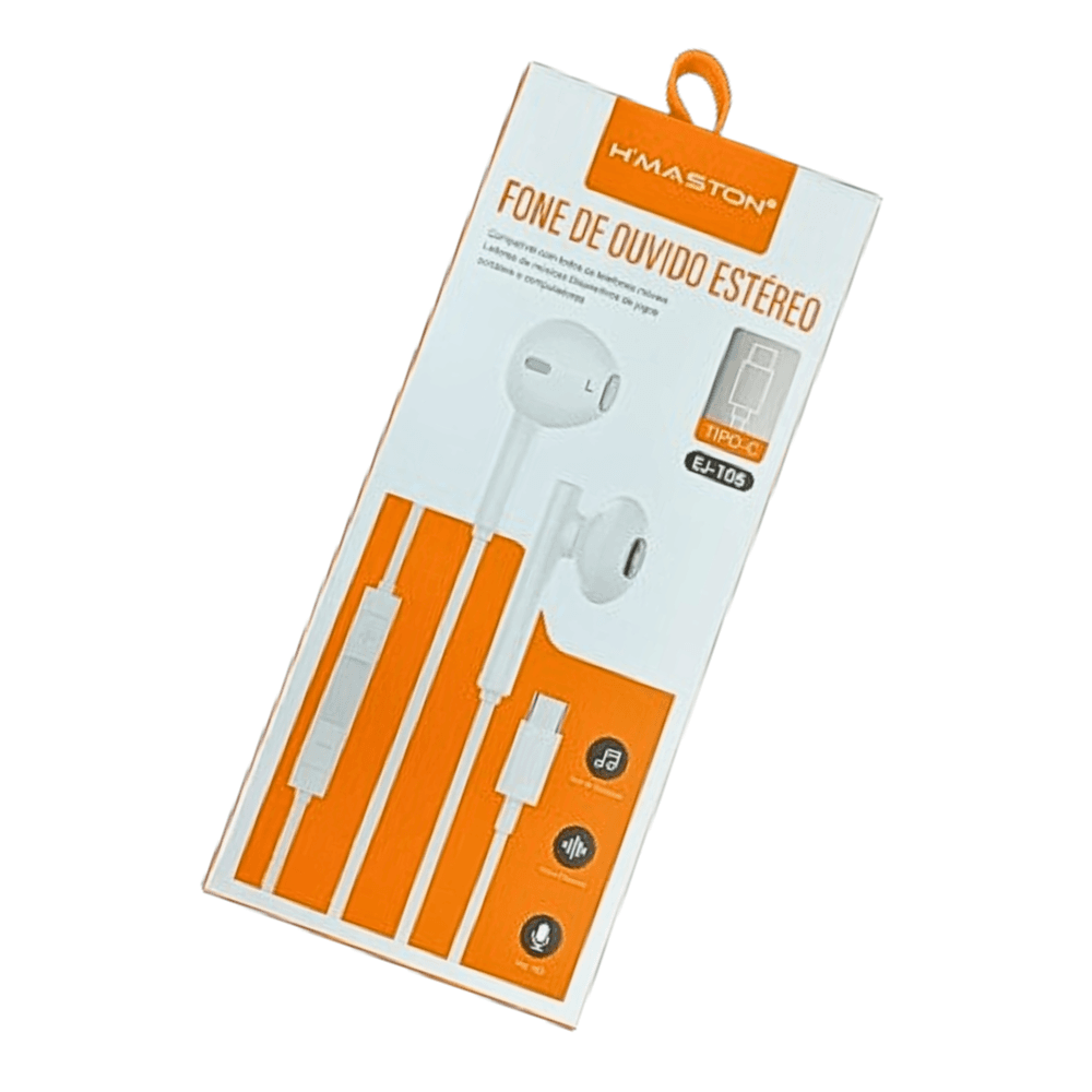 Fone De Ouvido Estéreo Tipo C Branco - Ej-105