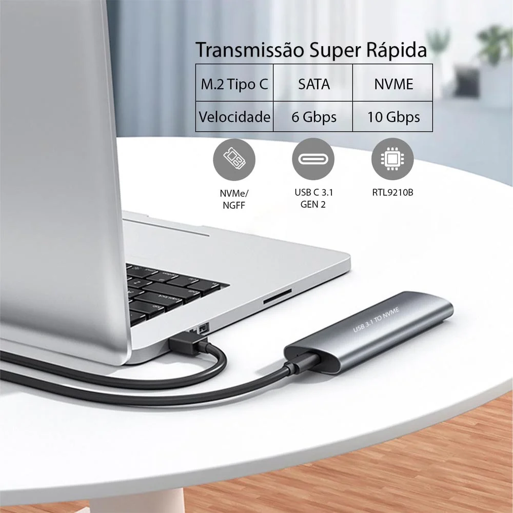 Case Para SSD M.2 Externo Tipo C/usb 3.0 Para Nvme F3 Cs-adpm-ngff/NVME Case Para SSD M.2 Externo Tipo C/usb 3.0 Para Nvme F3 Cs-adpm-ngff/NVME