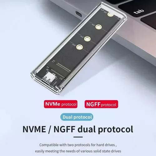 Case Para SSD M.2 Externo Tipo C/usb 3.0 Para Nvme Transparente F3 Cs-adpt-ngff/NVME Case Para SSD M.2 Externo Tipo C/usb 3.0 Para Nvme Transparente F3 Cs-adpt-ngff/NVME
