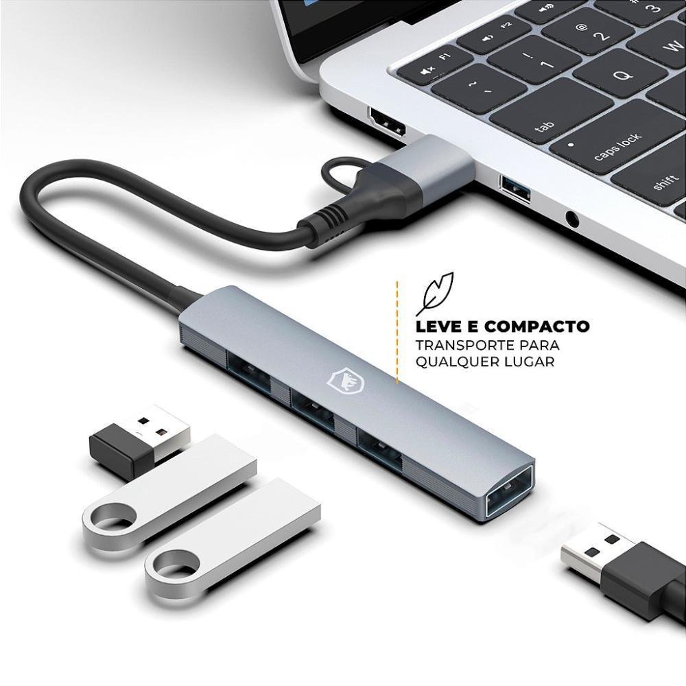 Imagem 2 de 3 do produto Adaptador Hub Usb-c / Usb-a 4 Em 1 - Gshield