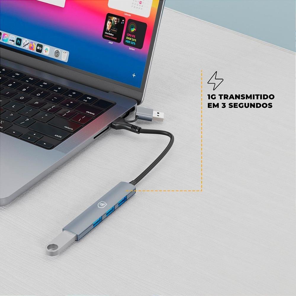 Imagem 3 de 3 do produto Adaptador Hub Usb-c / Usb-a 4 Em 1 - Gshield
