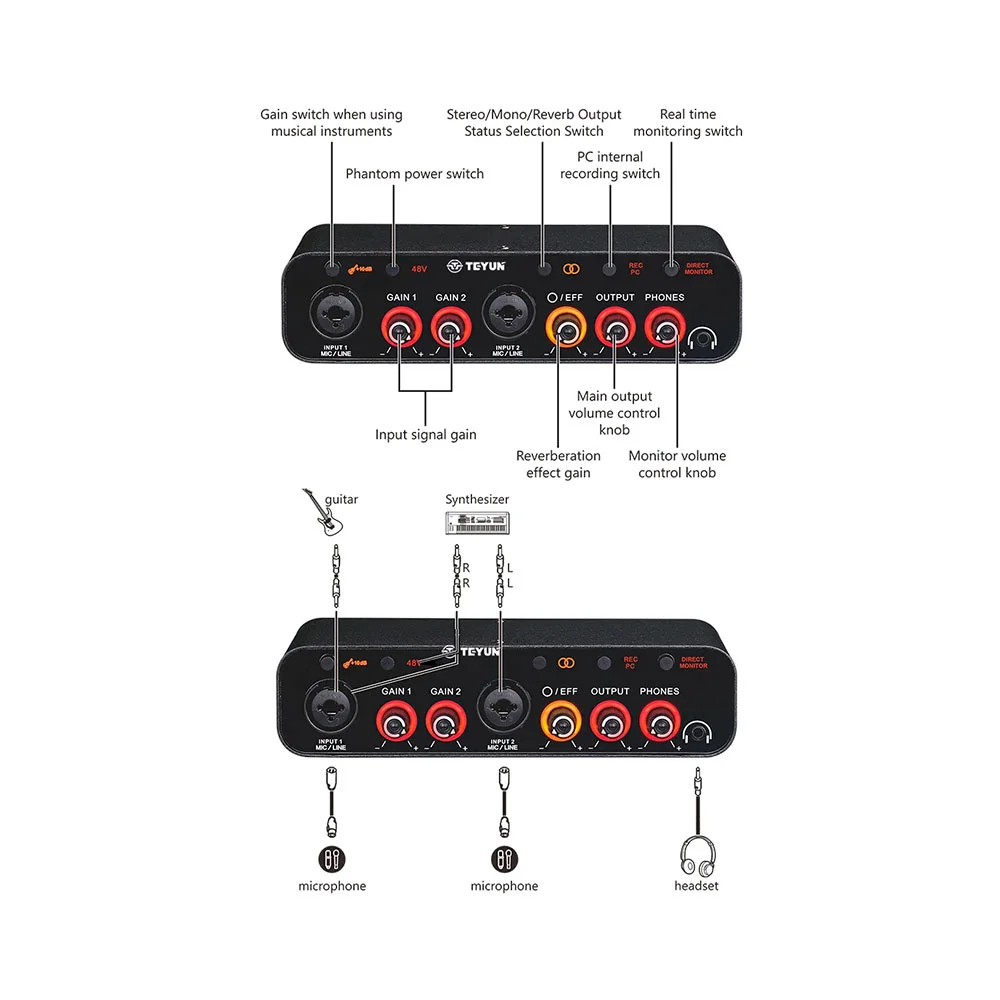 Interface De Áudio Profissional Teyun Q26 2 Canais - Ac2958