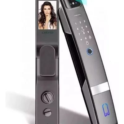 Fechadura Digital Eletrônica Com Câmera E Campainha App Tuya Preta