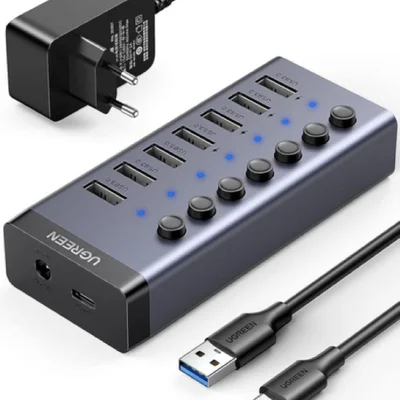 Dockstation Hub 7 Em 1 Ugreen Usb-c Para 7 Portas Usb 3.0 Dc 12v