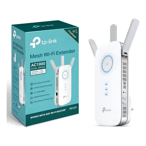 Imagem 4 de 5 do produto Repetidor De Sinal Tp-link Re550 Ac1900 Mesh Wifi Dual Band / 3 Antenas - Branco