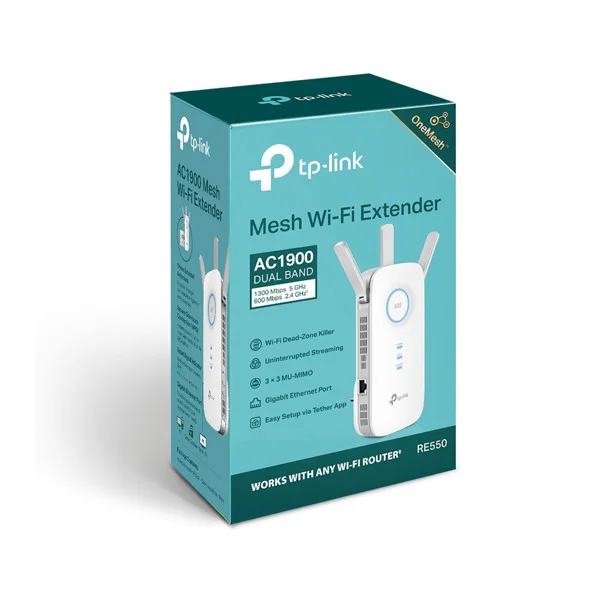 Imagem 5 de 5 do produto Repetidor De Sinal Tp-link Re550 Ac1900 Mesh Wifi Dual Band / 3 Antenas - Branco