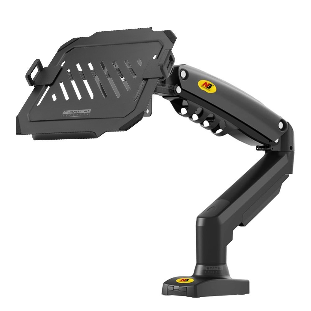 Suporte Monitor Articulado Braço Pistão A Gás Nb-f80 + Bandeja Notebook Nbh-7bl