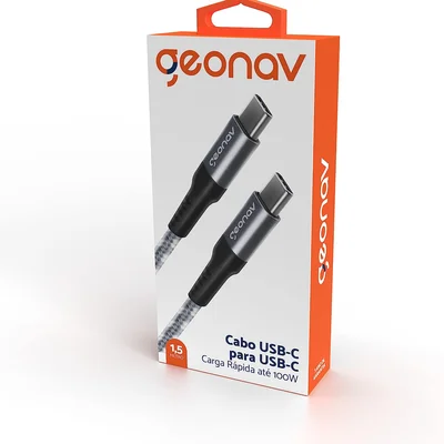 Cabo USB-C Para USB-C, Nylon Trançado, 1.5M - Geonav Ucc04