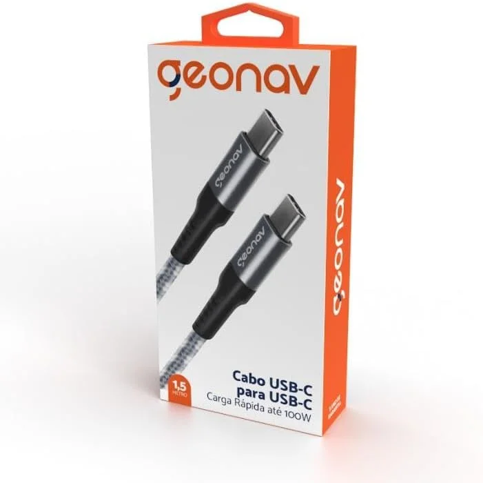 Imagem 2 de 5 do produto Cabo USB-C Para USB-C, Nylon Trançado, 1.5M - Geonav Ucc04