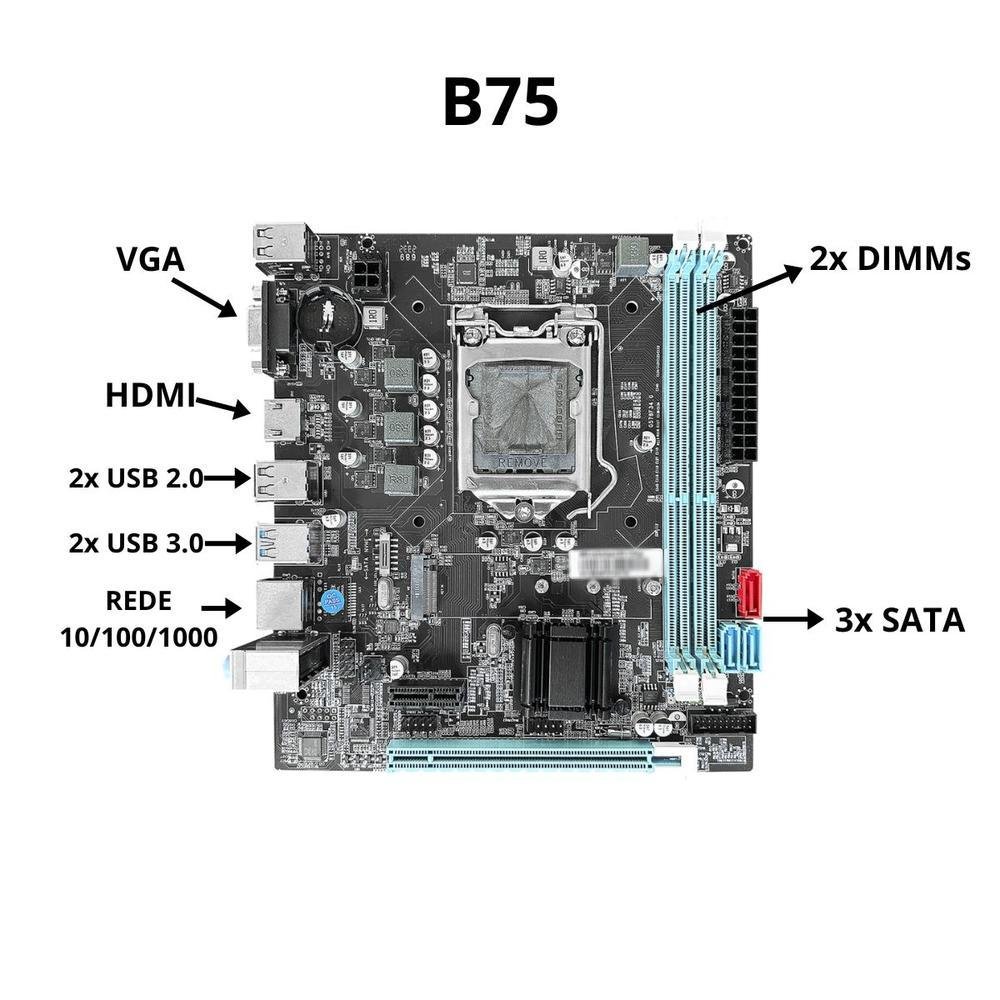 Imagem 3 de 3 do produto Kit Intel I5 3470 + Placa Mãe B75 + 8GB DDR3 + Cooler