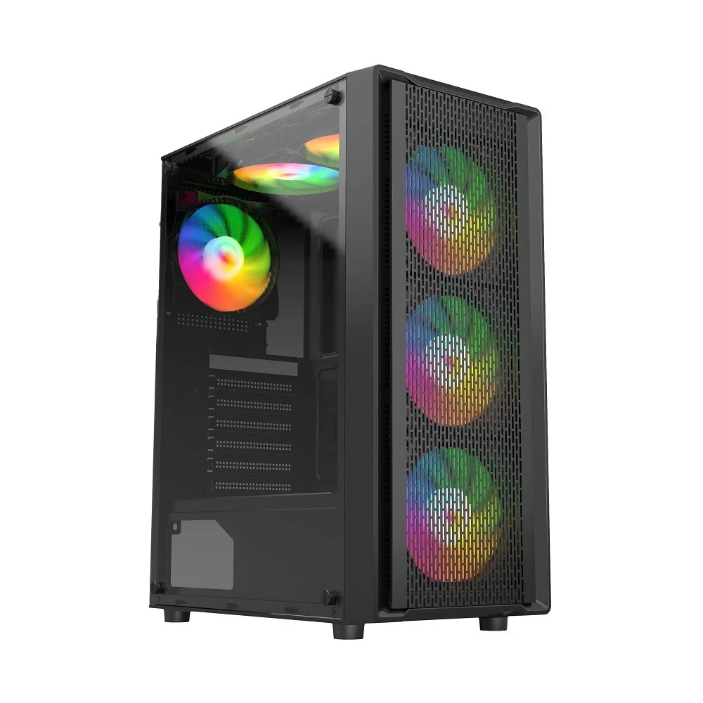 Gabinete Liketec Gamer Storm Mid Tower Vidro Temperado ARGB C/3 Fans - Preto