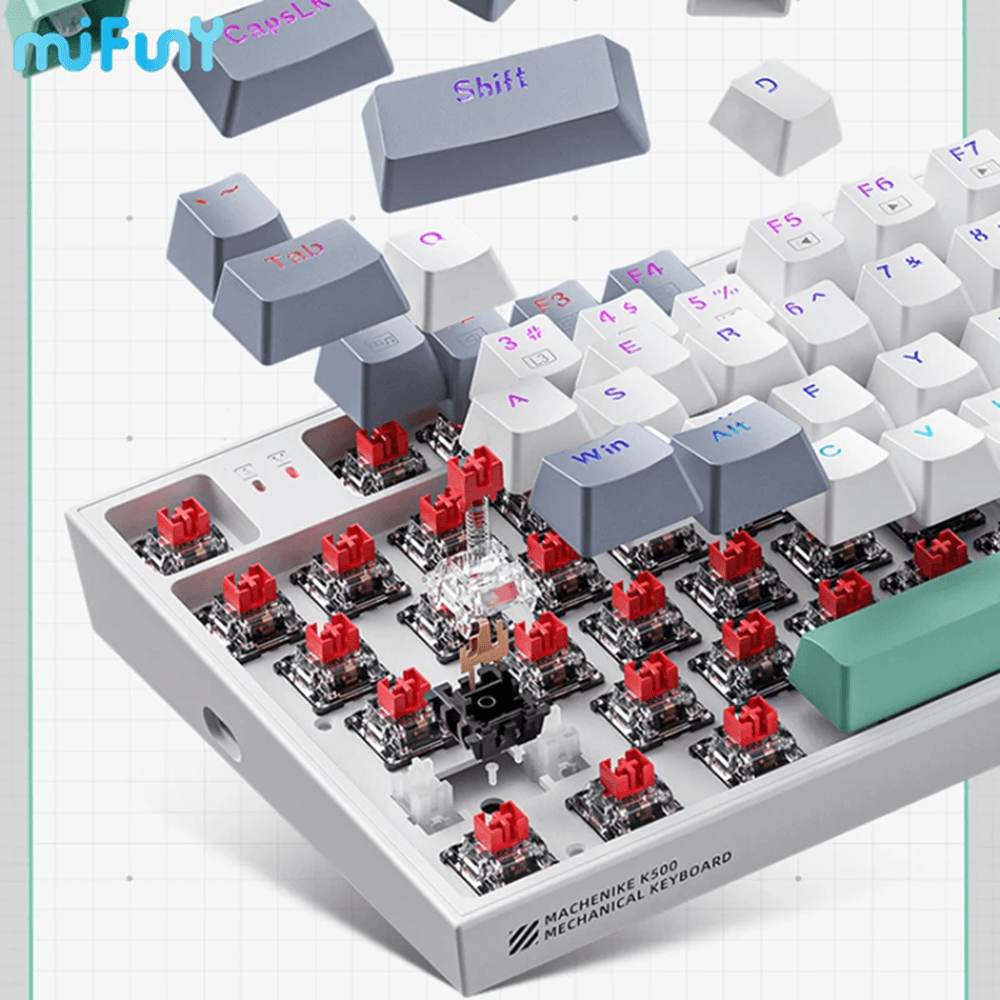 Teclado Mecanico Mini Opsshopping, Com Fio, 61 Teclas, RGB, Retro iluminação, Teclas Removíveis - K500- B61 Teclado Mecanico Mini Opsshopping, Com Fio, 61 Teclas, RGB, Retro iluminação, Teclas Removíveis - K500- B61