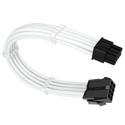 Cabo Extensor para Placa de Vídeo 6+2 = 8 Pinos, Sleeved, Branco, 300mm, Extensão Cabo da Fonte para GPU