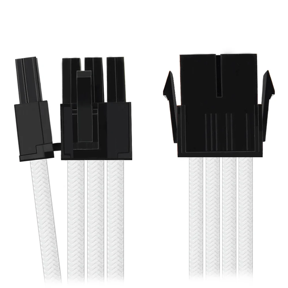 Imagem 4 de 5 do produto Cabo Extensor para Placa de Vídeo 6+2 = 8 Pinos, Sleeved, Branco, 300mm, Extensão Cabo da Fonte para GPU
