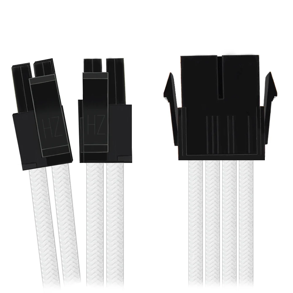Imagem 3 de 5 do produto Cabo De Alimentação da Placa-Mãe 4+4 = 8 Pinos, Sleeved EPS, Extensor da Fonte para CPU, 300mm, Branco
