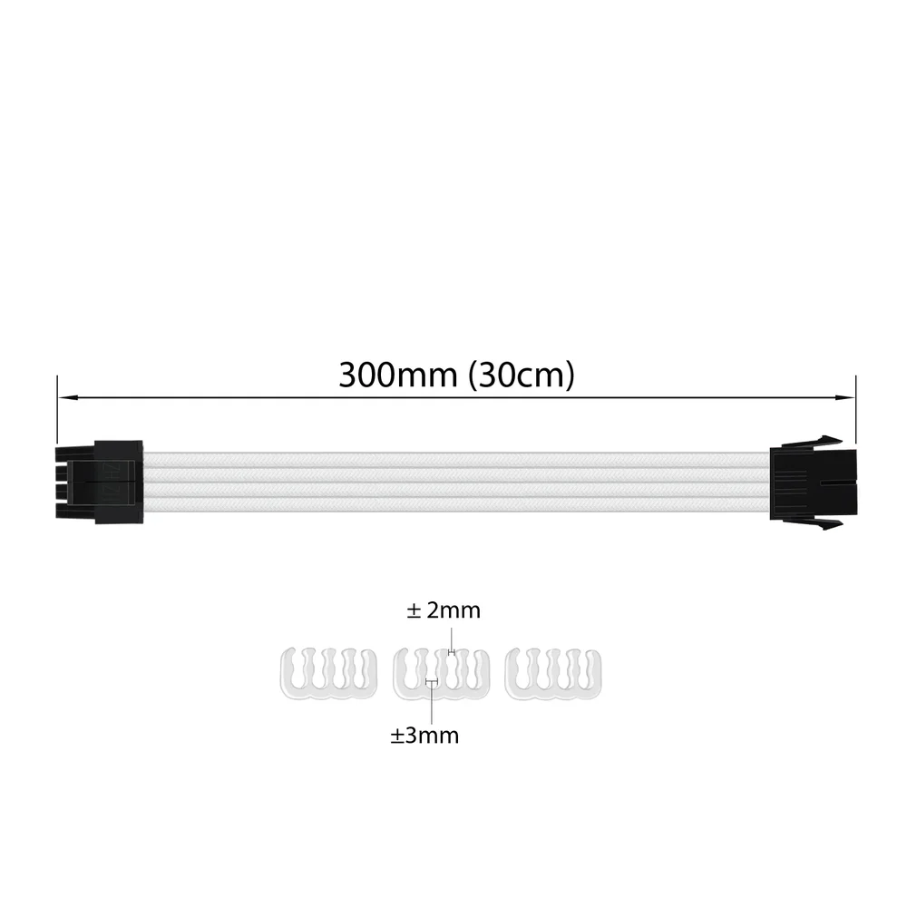 Imagem 5 de 5 do produto Cabo De Alimentação da Placa-Mãe 4+4 = 8 Pinos, Sleeved EPS, Extensor da Fonte para CPU, 300mm, Branco