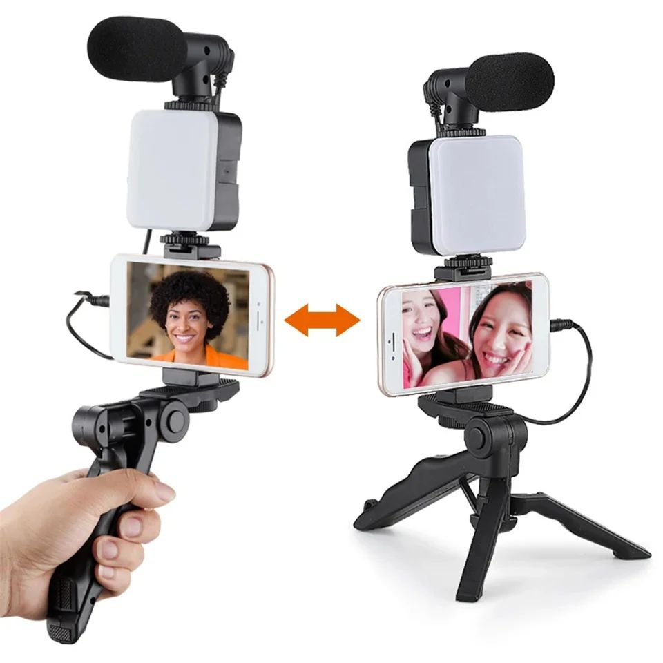 Kit Filmagem Vlogging Live Tripé Suporte Para Câmera Celular Xc-ay-49