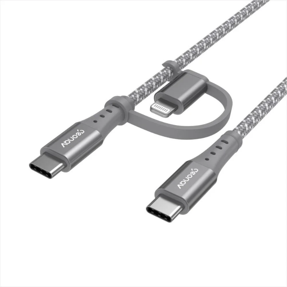 Imagem 3 de 5 do produto Cabo 2 Em 1 Usb-c + Lightning 1,5m Lc21gr Geonav