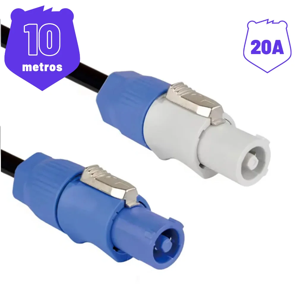 Imagem 2 de 4 do produto Cabo De Força Ac Powercon In/out 20a 3x2,50mm 10 Metros
