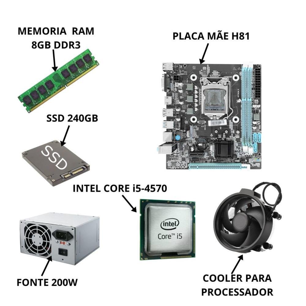 PC Cpu Intel I5 4570 H81 8GB SSD 240GB PC Cpu Intel I5 4570 H81 8GB SSD 240GB