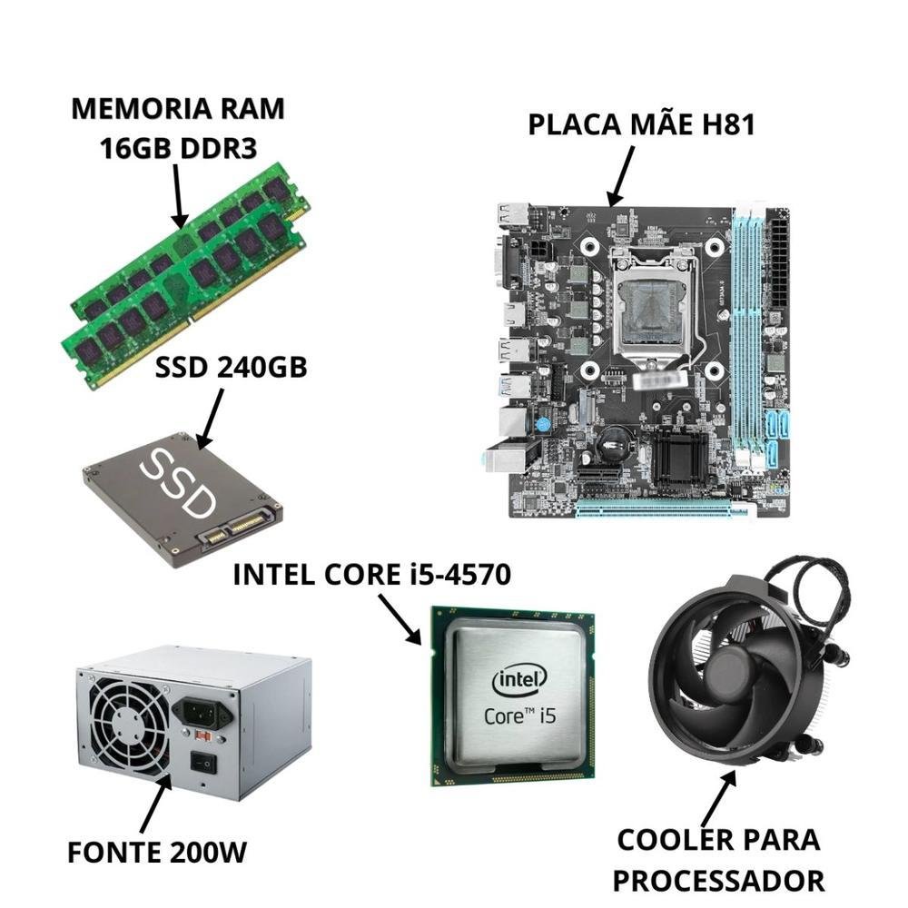 PC Cpu Intel I5 4570 H81 16gb SSD 240GB