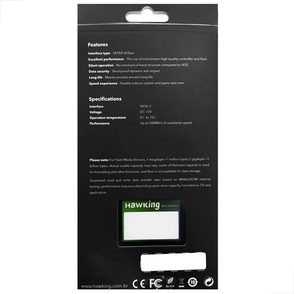 Imagem 5 de 5 do produto SSD Sata 2.5” Hawking 240GB Leitura 500mbs Gravação 450mbs