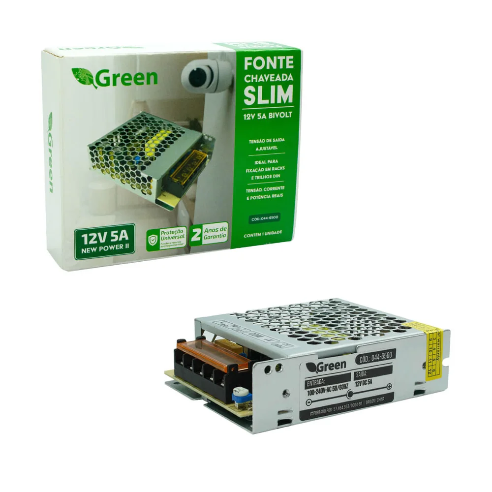 Imagem 2 de 3 do produto Mini Fonte Chaveada Slim 12 Ampères 12v Fita LED Câmera Som