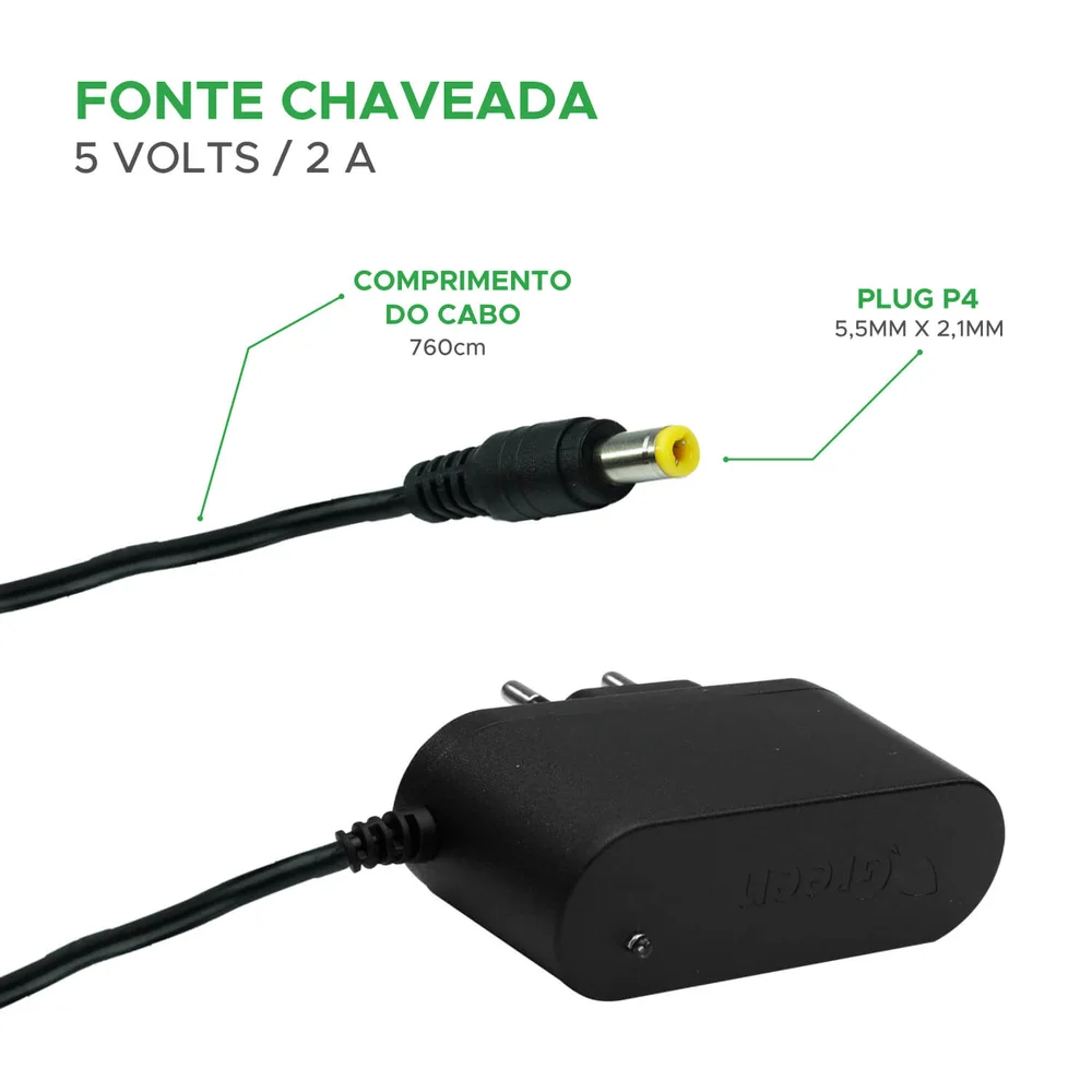 Imagem 3 de 3 do produto Fonte De Alimentação Bivolt 5v 2 Amp P4 - Android