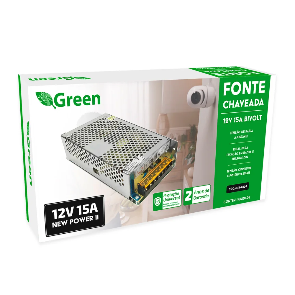 Imagem 3 de 4 do produto Fonte Chaveada 12v 15a 180w Bivolt - Gabinete Metal Colmeia