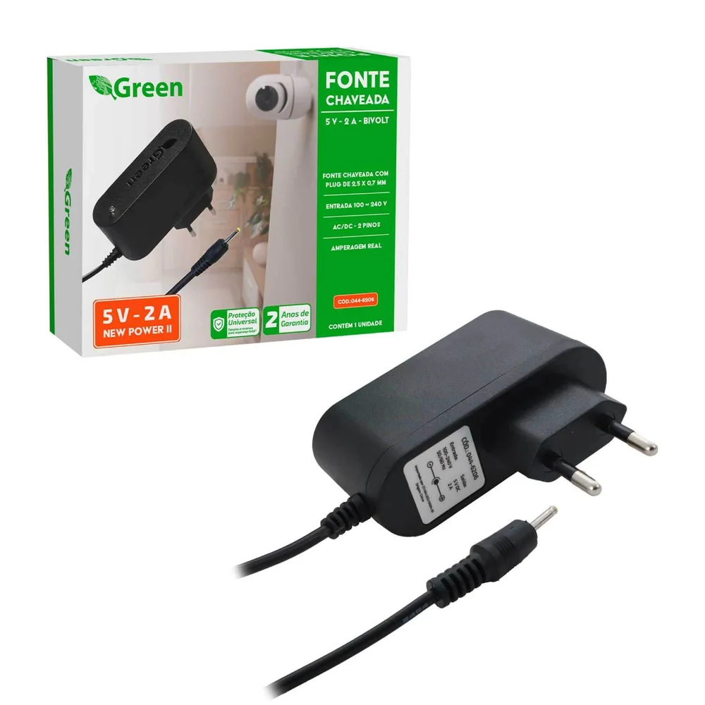 Imagem 2 de 3 do produto Fonte Estabilizada Chaveada 5v 2a Plug P4 2,5x0,7mm Bivolt