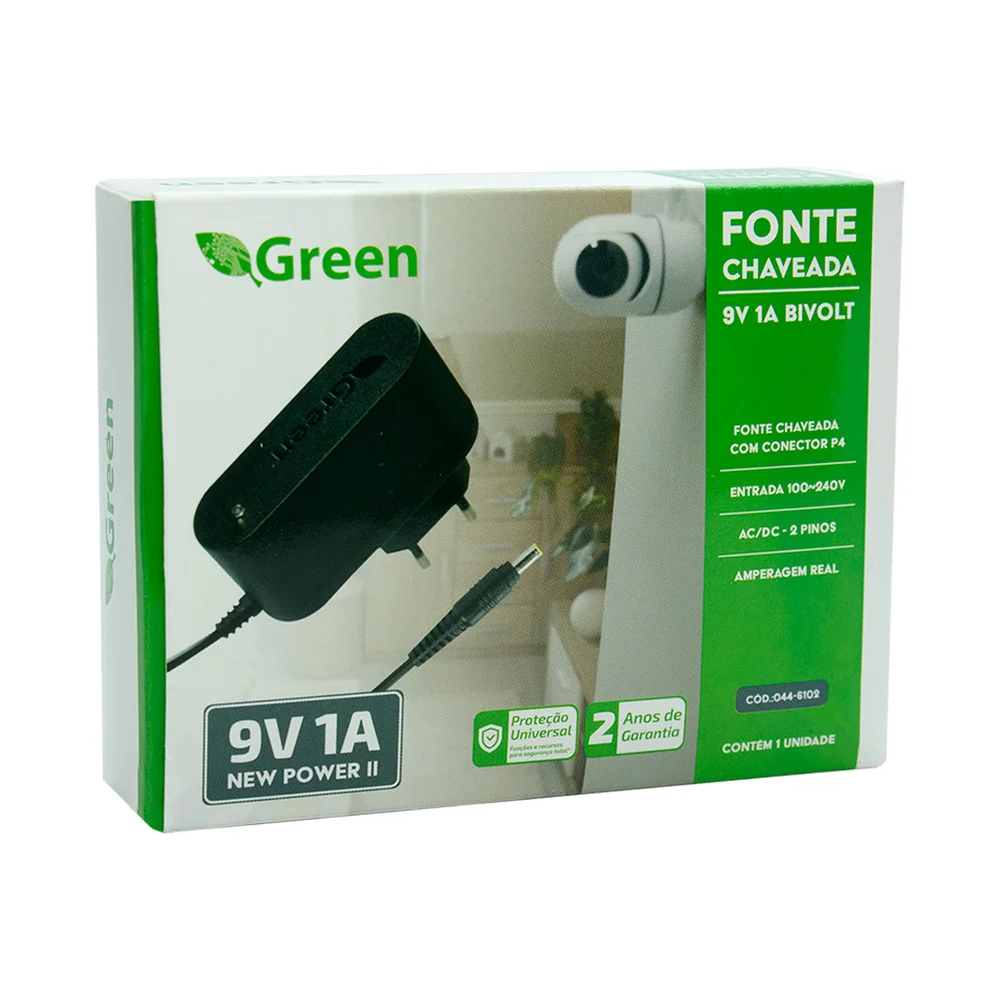 Imagem 2 de 4 do produto Green Fonte Chaveada 9v 1a Bivolt - Plug 5,5mm X 2,1mm