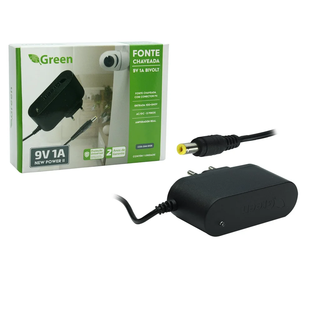 Imagem 3 de 4 do produto Green Fonte Chaveada 9v 1a Bivolt - Plug 5,5mm X 2,1mm