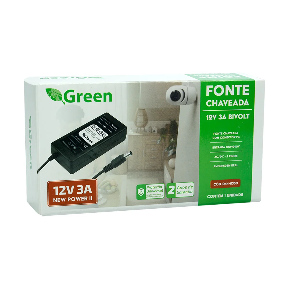Imagem 2 de 3 do produto Fonte Chaveada 12v 3amp Plug 5,5x2,1mm Bivolt - Uso Geral