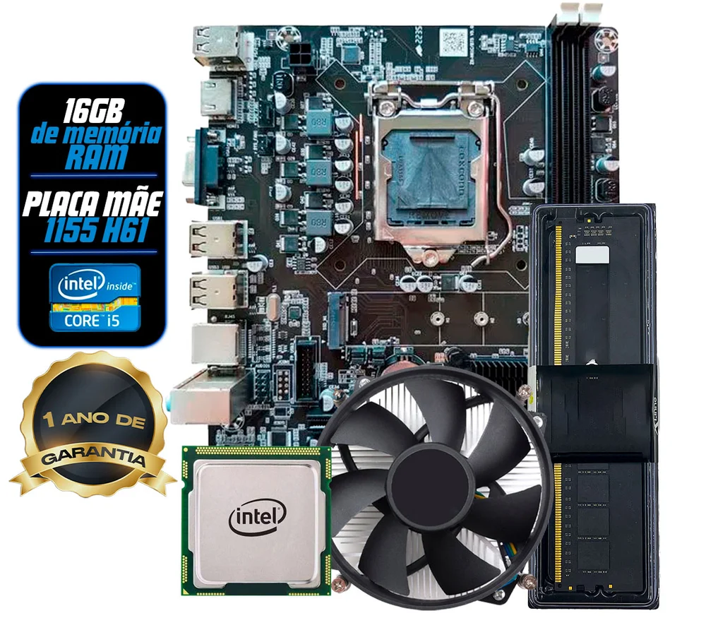 Kit Upgrade 1155 Placa Mae 1155 + Processador I5 3470 + Ddr3 16gb + Cooler